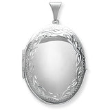 Sterling Silver Flourish Edge Oval Locket
