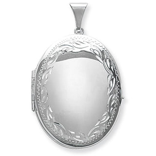 Sterling Silver Flourish Edge Oval Locket