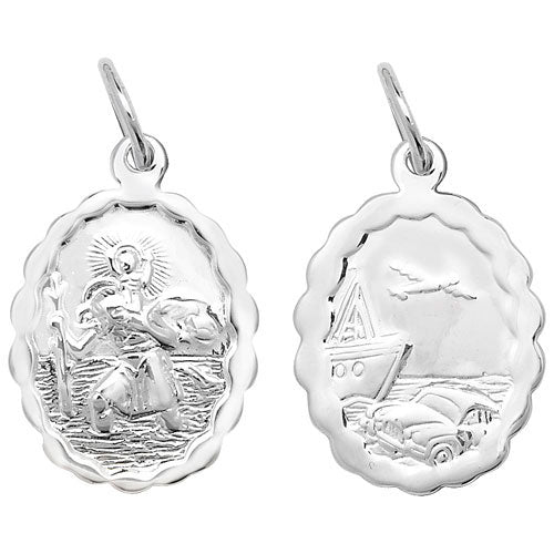 Silver St Christopher Double Sided Pendant