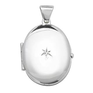 Sterling Silver 0.01ct Diamond Set Oval Locket