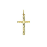 9ct Yellow Gold Semi-Solid Engraved Cross Pendant
