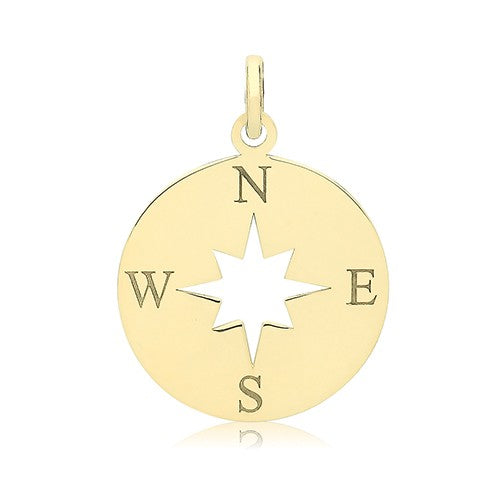 9ct Yellow Gold Star Compass Pendant