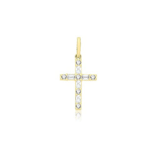 9K Yellow Gold Cubic Zirconia Cross Pendant