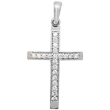 9ct White Gold CZ Cross Pendant