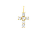 9K Yellow Gold Cubic Zirconia Cross Pendant