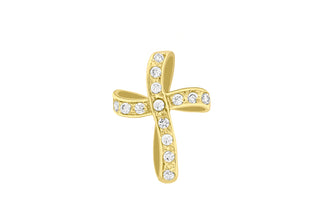 9ct Yellow Gold Twisted CZ Cross Pendant
