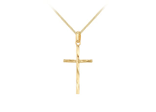 9K Yellow Gold Faceted Cross Pendant