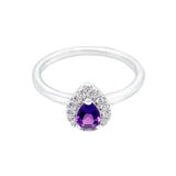 9K White Gold Amethyst Halo Ring