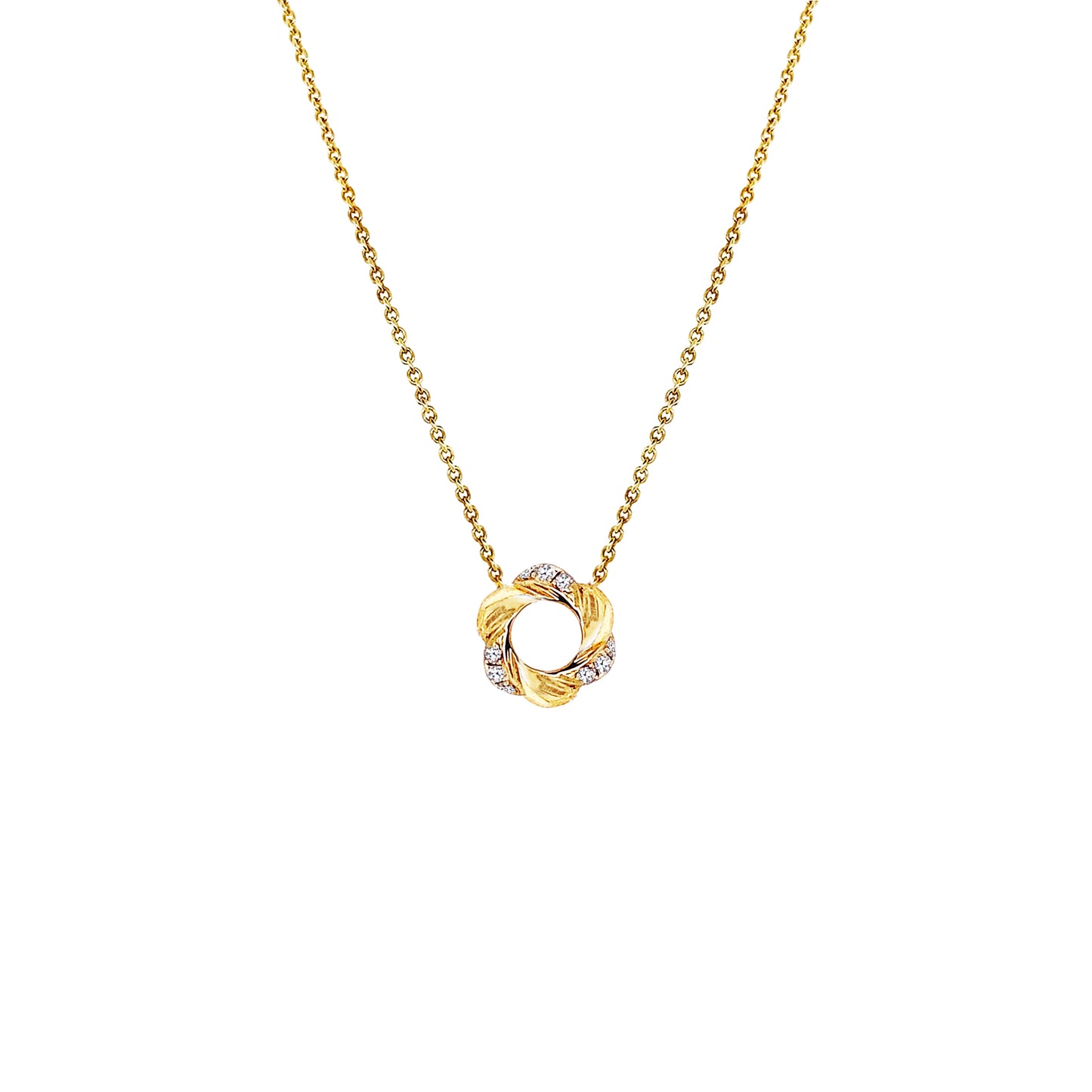 14ct Yellow Gold Diamond Flower Necklace