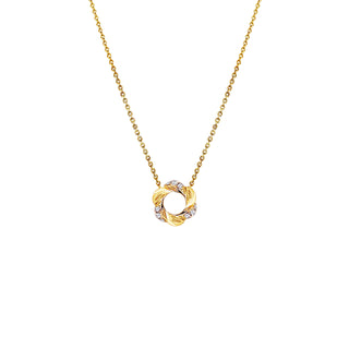 14ct Yellow Gold Diamond Flower Necklace