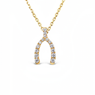 18ct Yellow Gold Wishbone Diamond Necklace