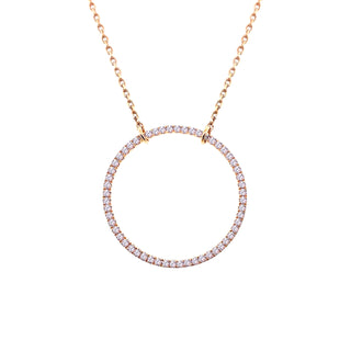 18ct Rose Gold Diamond Circle Necklace