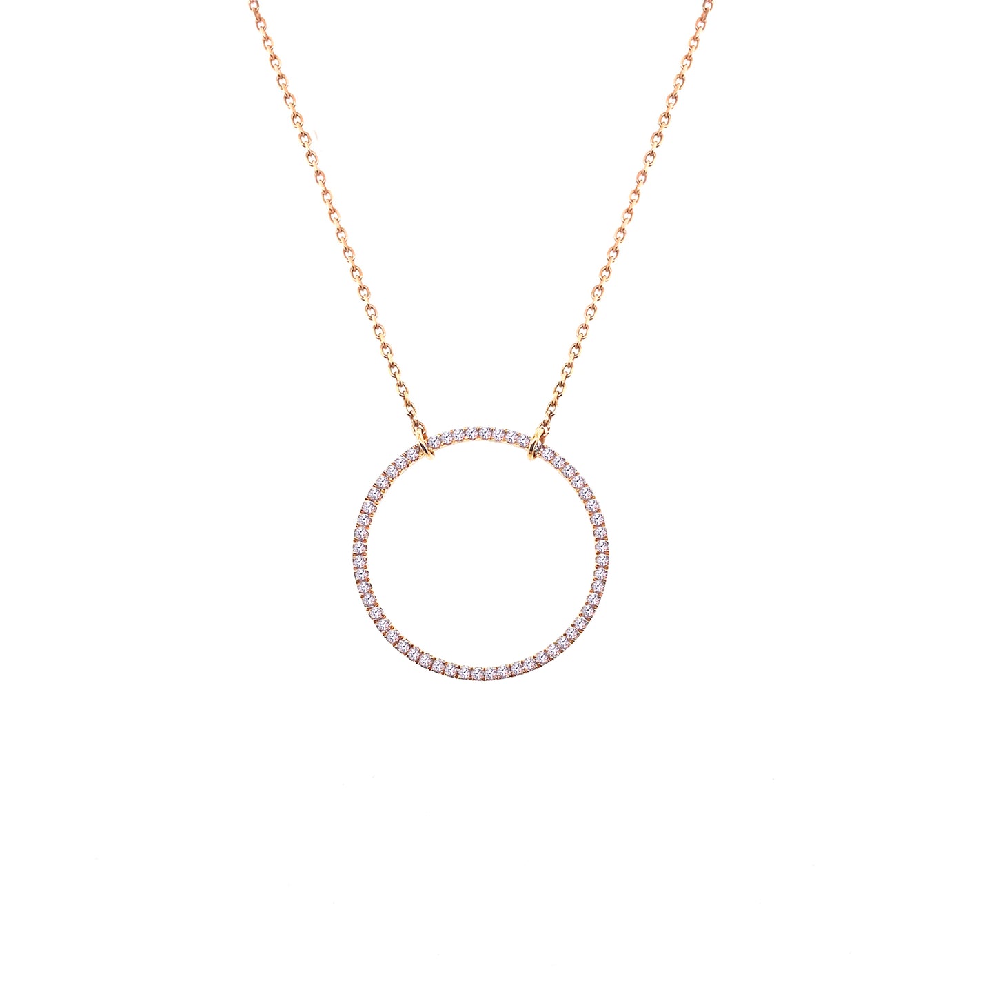 18ct Rose Gold Diamond Circle Necklace