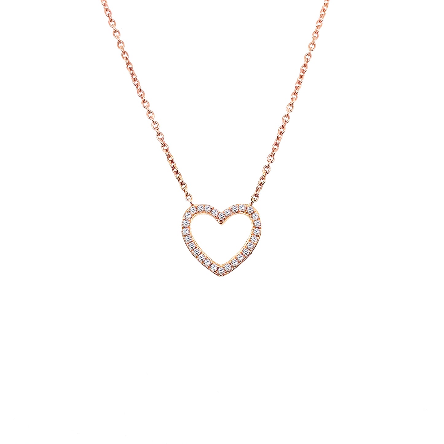 18ct Rose Gold Diamond Heart Necklace