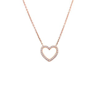 18K Rose Gold Diamond Heart Necklace