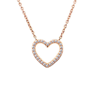 18K Rose Gold Diamond Heart Necklace
