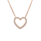 18K Rose Gold Diamond Heart Necklace