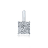 9ct White Gold 0.14ct Princess Cut Diamond Halo Pendant