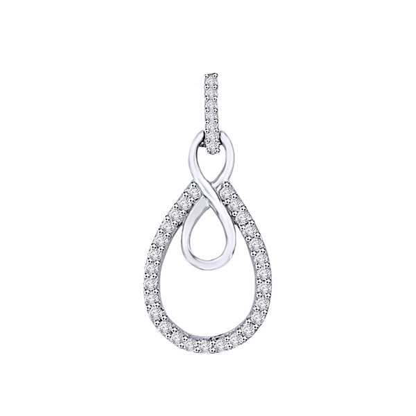 9K White Gold Diamond Drop Infinity Pendant