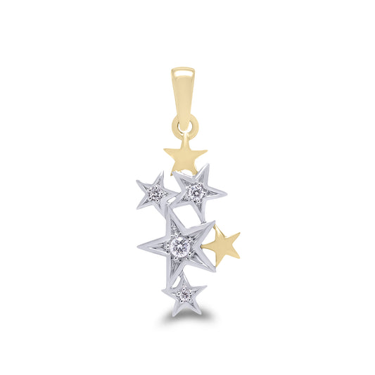 9ct White and Yellow Gold Diamond Star Pendant