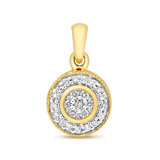 9ct Yellow Gold Diamond Cluster Pendant