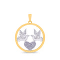 9|K Yellow & White Gold Dove And Heart Pendant