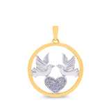 9|K Yellow & White Gold Dove And Heart Pendant