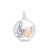 9K Yellow & White Gold Music Pendant