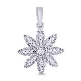 9K White Gold 0.10ct Diamond Flower Pendant