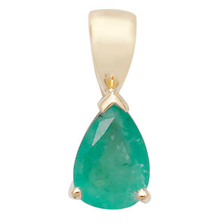 9ct Yellow Gold Pear Emerald Pendant