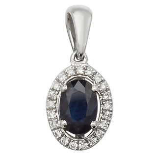 9ct White Gold Sapphire and Diamond Pendant