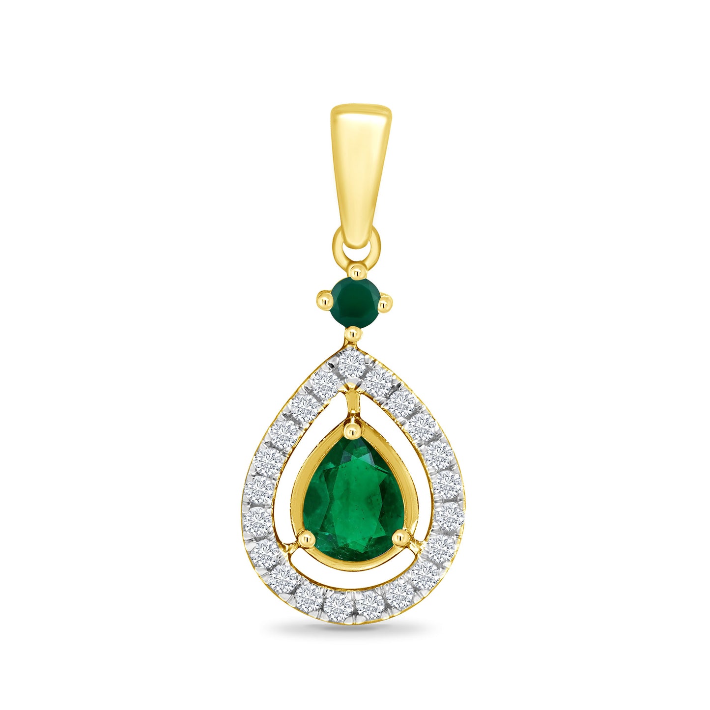 9ct Yellow Gold Emerald and Diamond Pendant