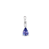 9ct White Gold Pear Cut Tanzanite & Diamond Pendant