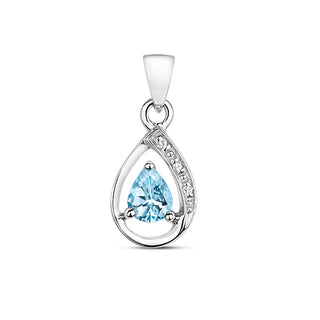 9ct White Gold Aquamarine & Diamond Pendant