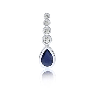 9ct White Gold Sapphire & Diamond Pendant