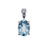9ct White Gold Oval Blue Topaz Pendant