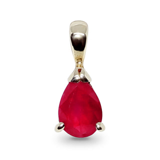 9ct Yellow Gold Pear Cut Ruby Pendant