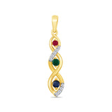 9K Yellow Gold Multi Gem & Diamond Pendant