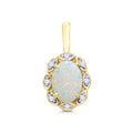 9K Yellow Gold Opal & Diamond Pendant