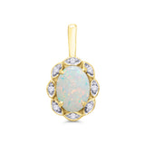 9K Yellow Gold Opal & Diamond Pendant