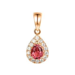 9ct Rose Gold Pink Tourmaline & Diamond Pendant
