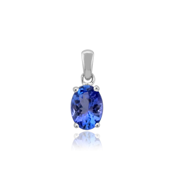9K White Gold Oval Cut Tanzanite Pendant