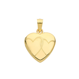 9ct Yellow Gold Engraved Heart Locket