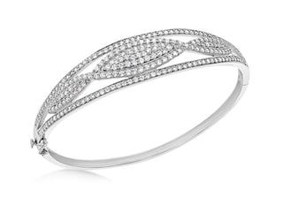 Sterling Silver Cubic Zirconia Elliptical Bangle