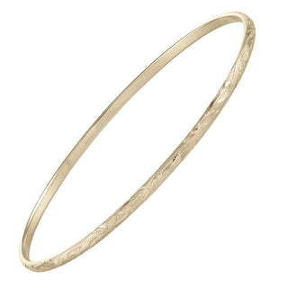 9K Yellow Gold Engraved Bangle