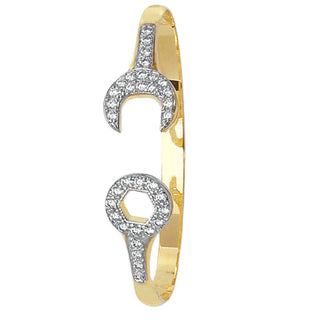 9ct Yellow Gold Babies` CZ Spanner Bangle