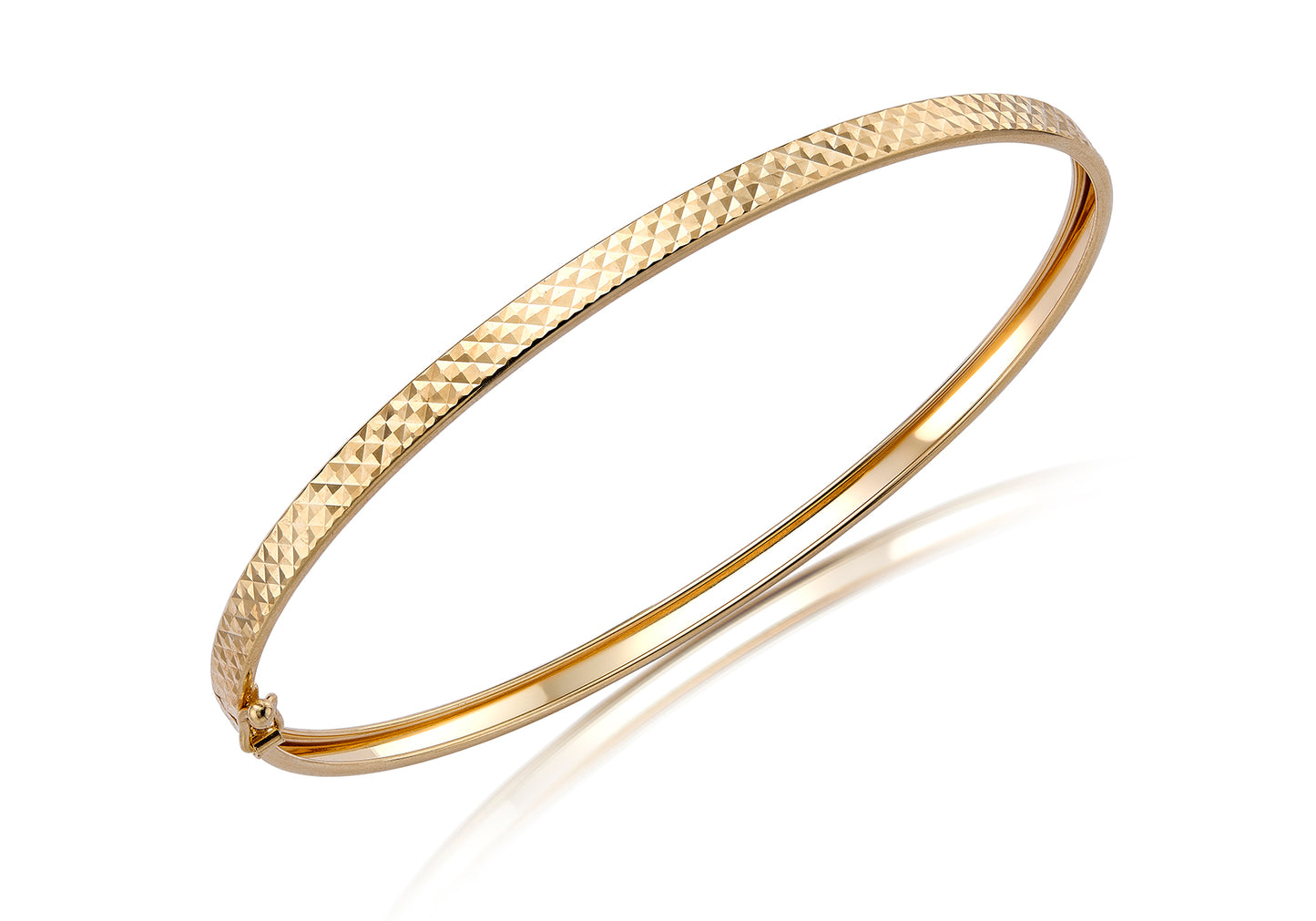 9K Yellow Gold Slim Faceted Bangle