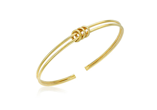9ct Yellow Gold Triple Ring Flexi Cuff Bangle