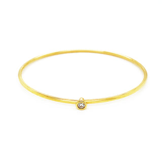 18K Yellow Gold Single Diamond Bangle