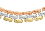 9ct 3-Coloured Gold Pebble Necklace 17.3"
